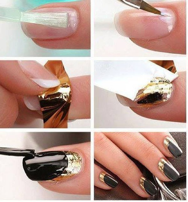 Gold Black Nail Design
