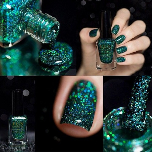 Green Aqua Awesome Glitter Nails