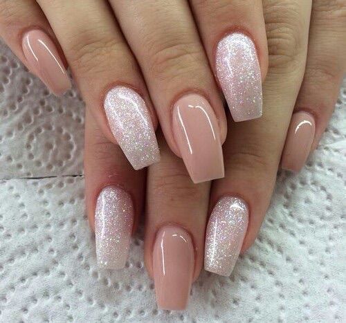 Nude Glitter Nails