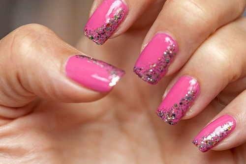 Pink Glitter Nails