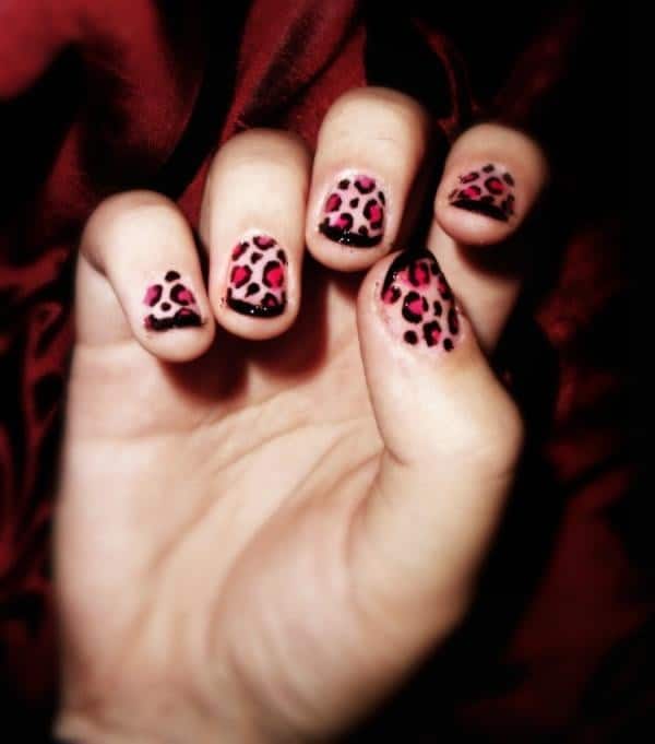 Pink Leopard Nails