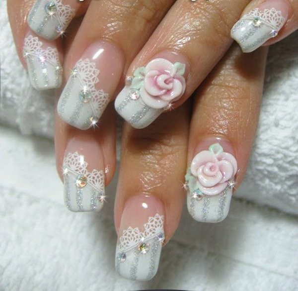 Wedding Nails Flower Designs