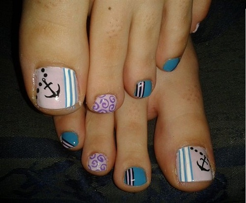 Anchors Toe Nail Designs