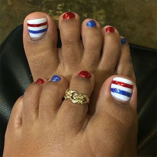 Cute 4th of July Toe Nail Design Inspiration