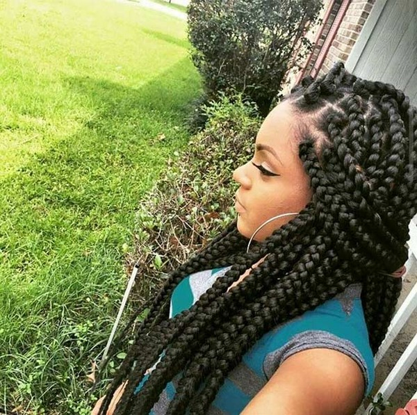 Box Braids Hairstyles With Shaved Sides