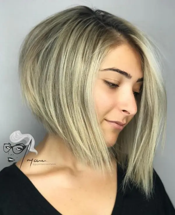 Short Hairstyles for Round Faces Angled Razored Bob