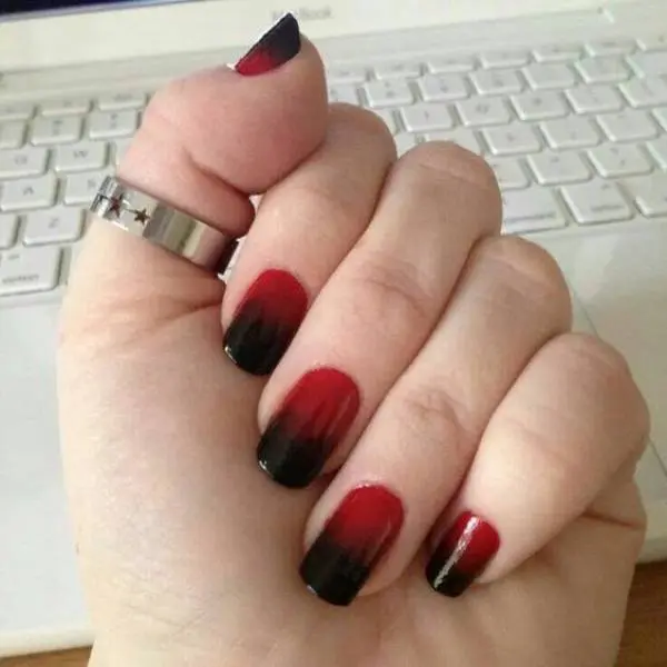 Black And Red Ombre Nails