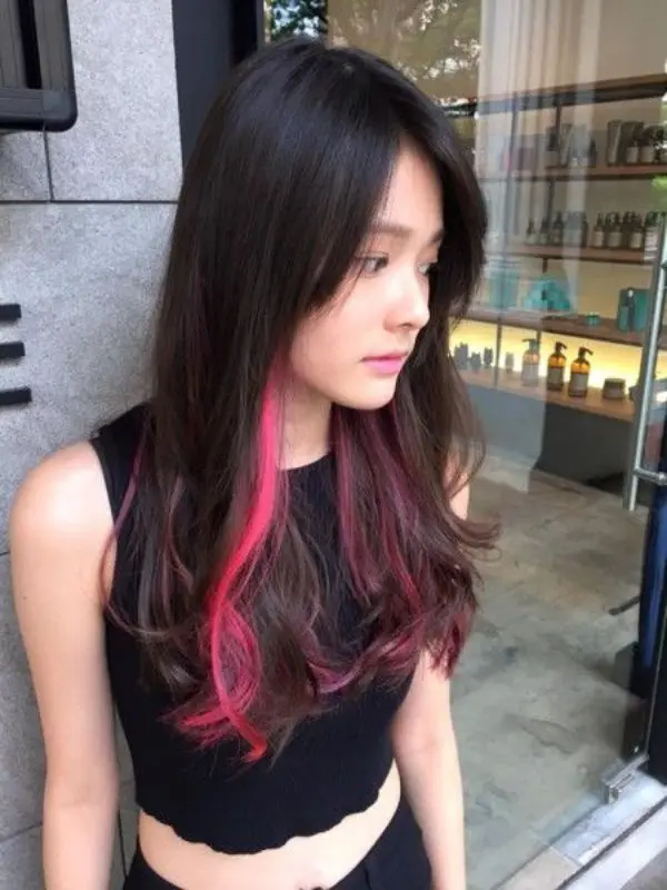 Pink Highlights On Black Hair