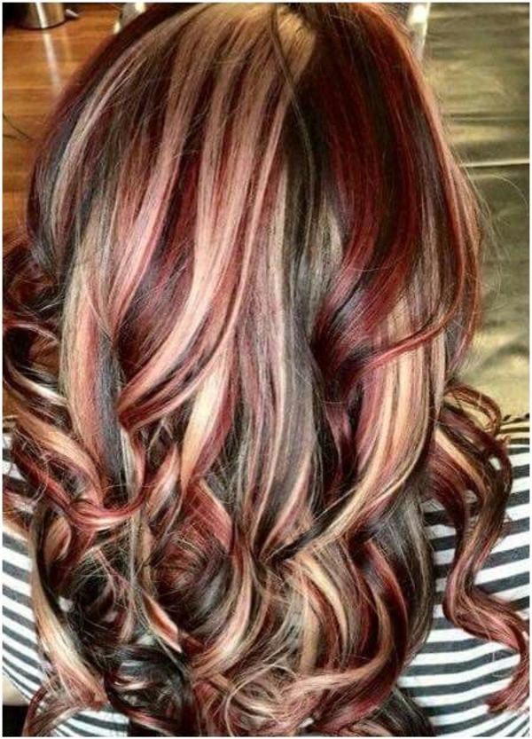 Red hair blonde highlights ideas with girls