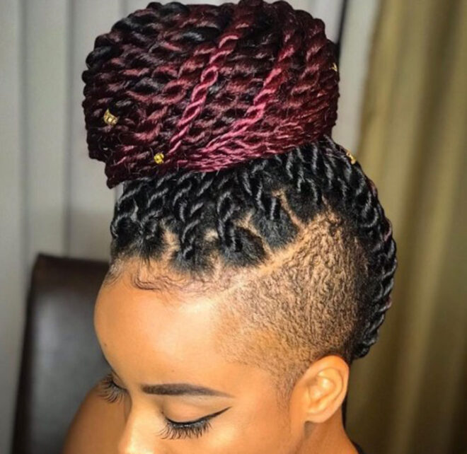 black to burgundy ombre twist braids