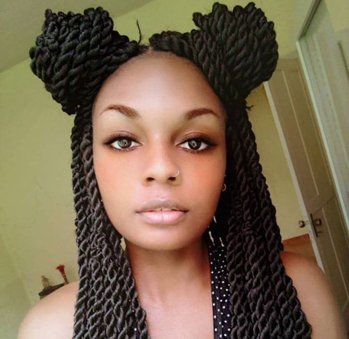 double buns kinky twist braids