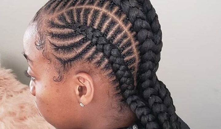 fishbone ghana braids glitter
