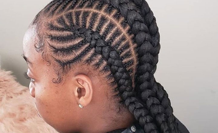 fishbone ghana braids glitter