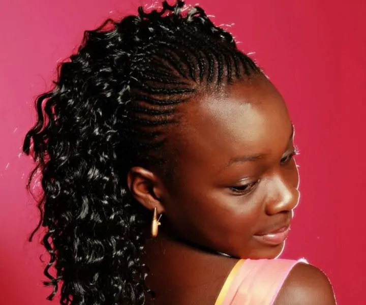 kids ghana braids with curly extensions