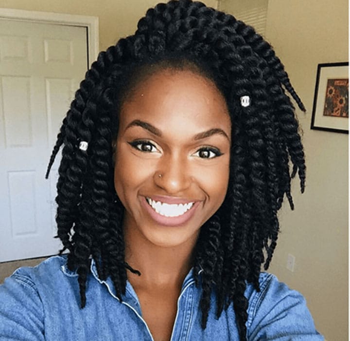 kinky twist braids with accessories