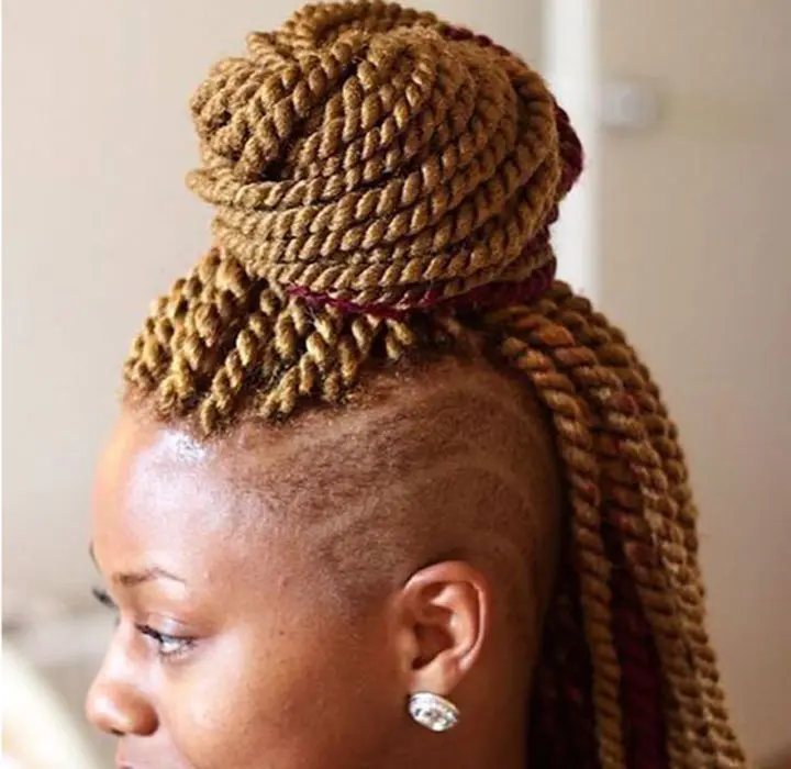 kinky twist braids with sides shaved