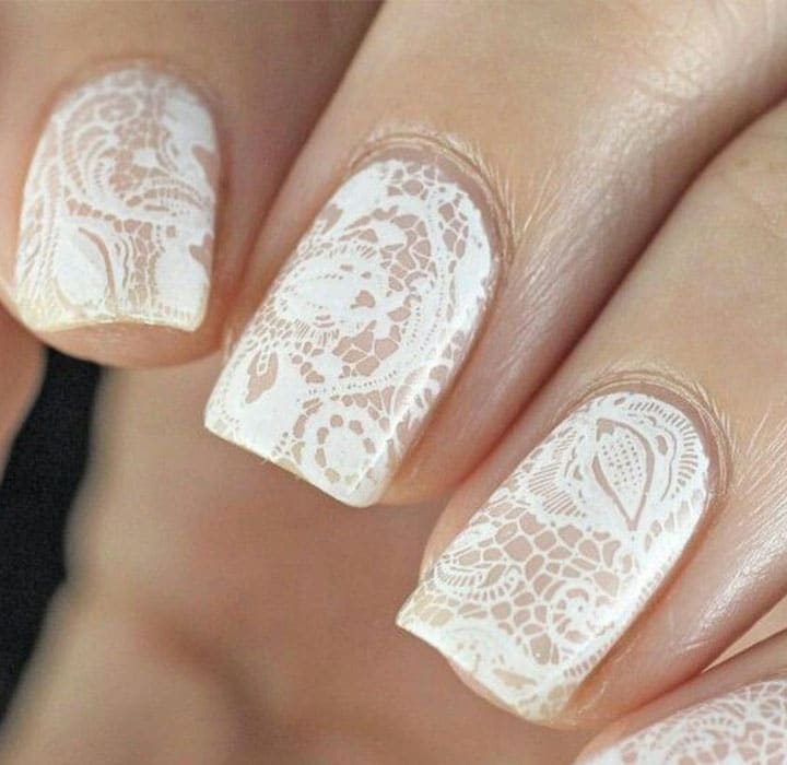nails with white lace designs