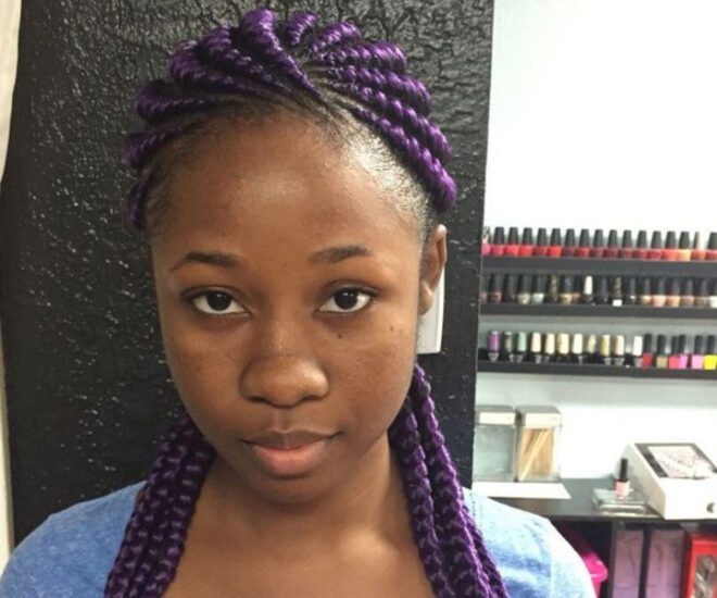 prurple ghana braids