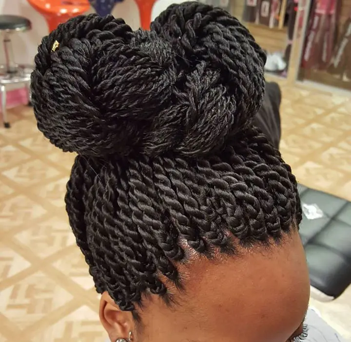 top knot kinky twist braids