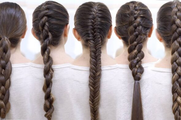variety of plaited hair styles