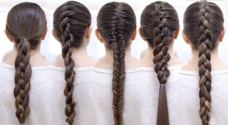 variety of plaited hair styles