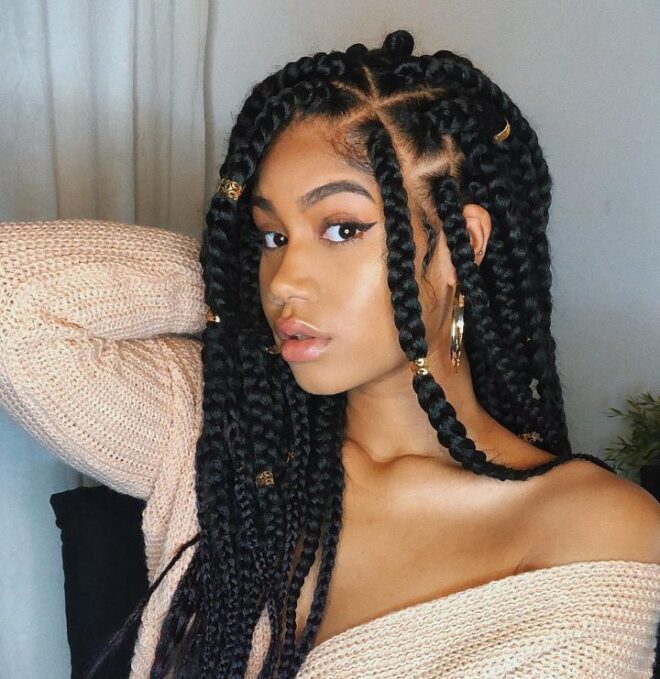 styling thick box braid