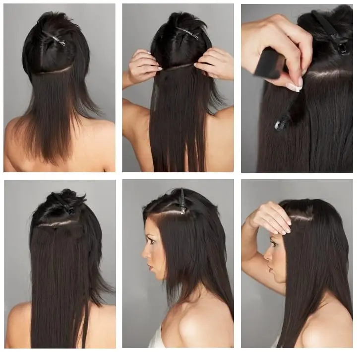 clip in hair extensions application female